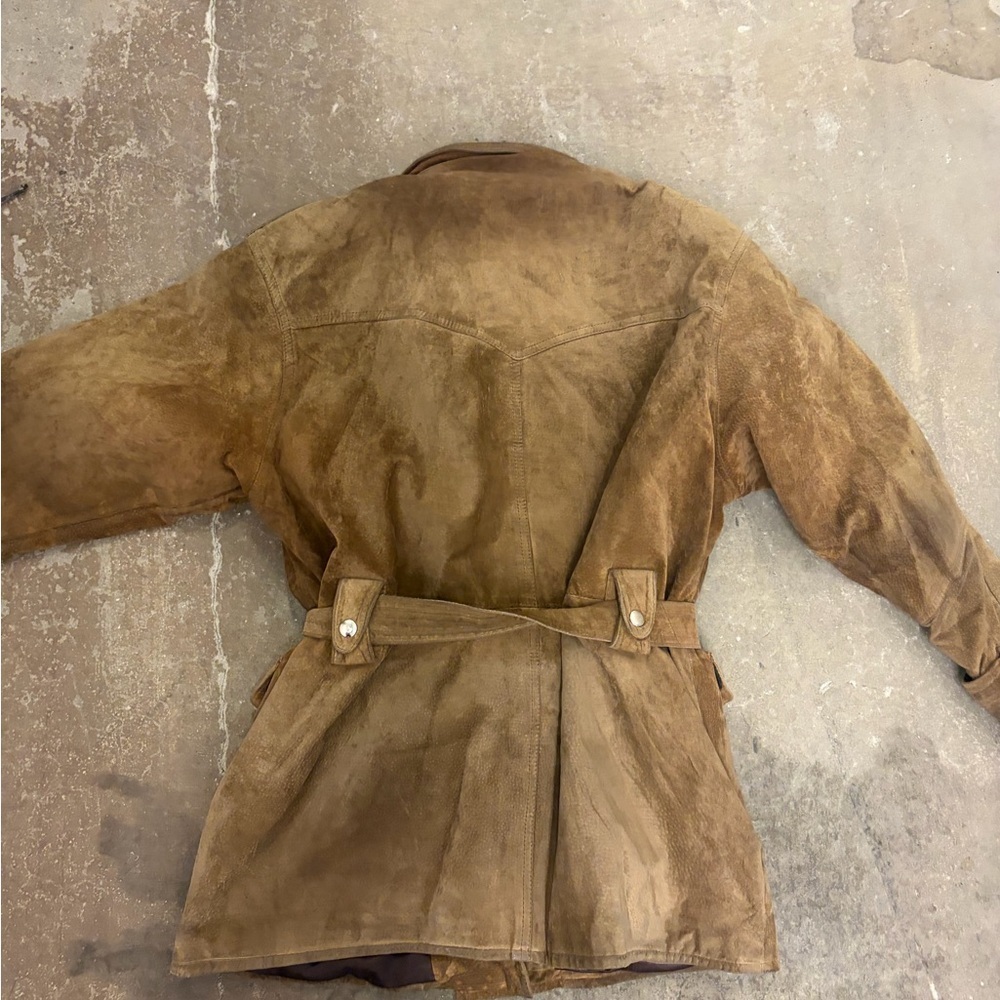 Vintage genuine suede perfecto western belted brown Jacket - Picture 8 of 11